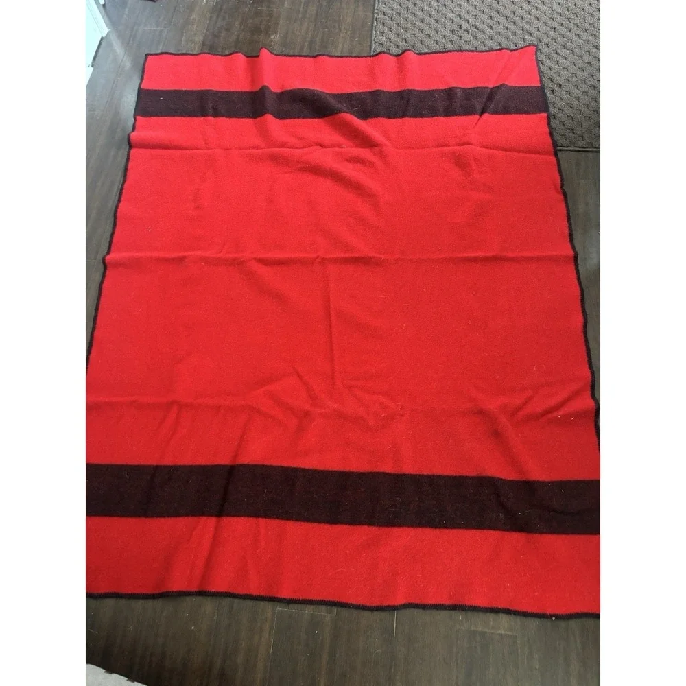 Red And Black Stripe Wool Blanket 50